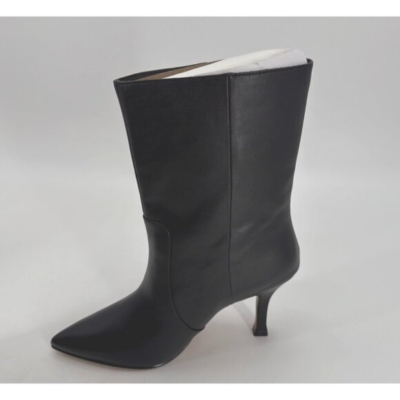 Lisa Vicky Women's Boots Black Leather Pointed Toe Stiletto Mid Calf Size 10 - Picture 6 of 13